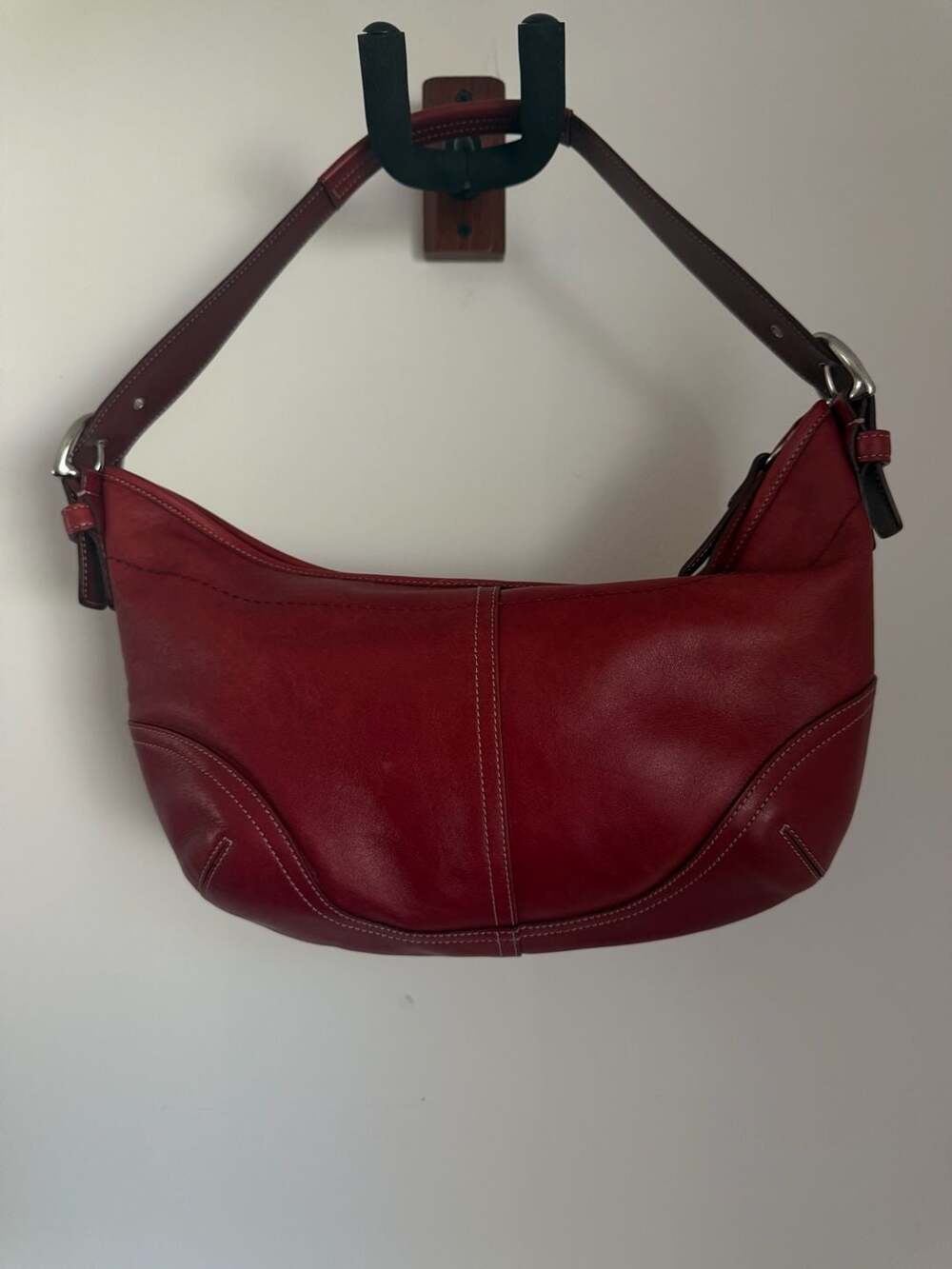 Coach Red Leather Soho Buckle Flap Shoulder Bag Hobo Bag